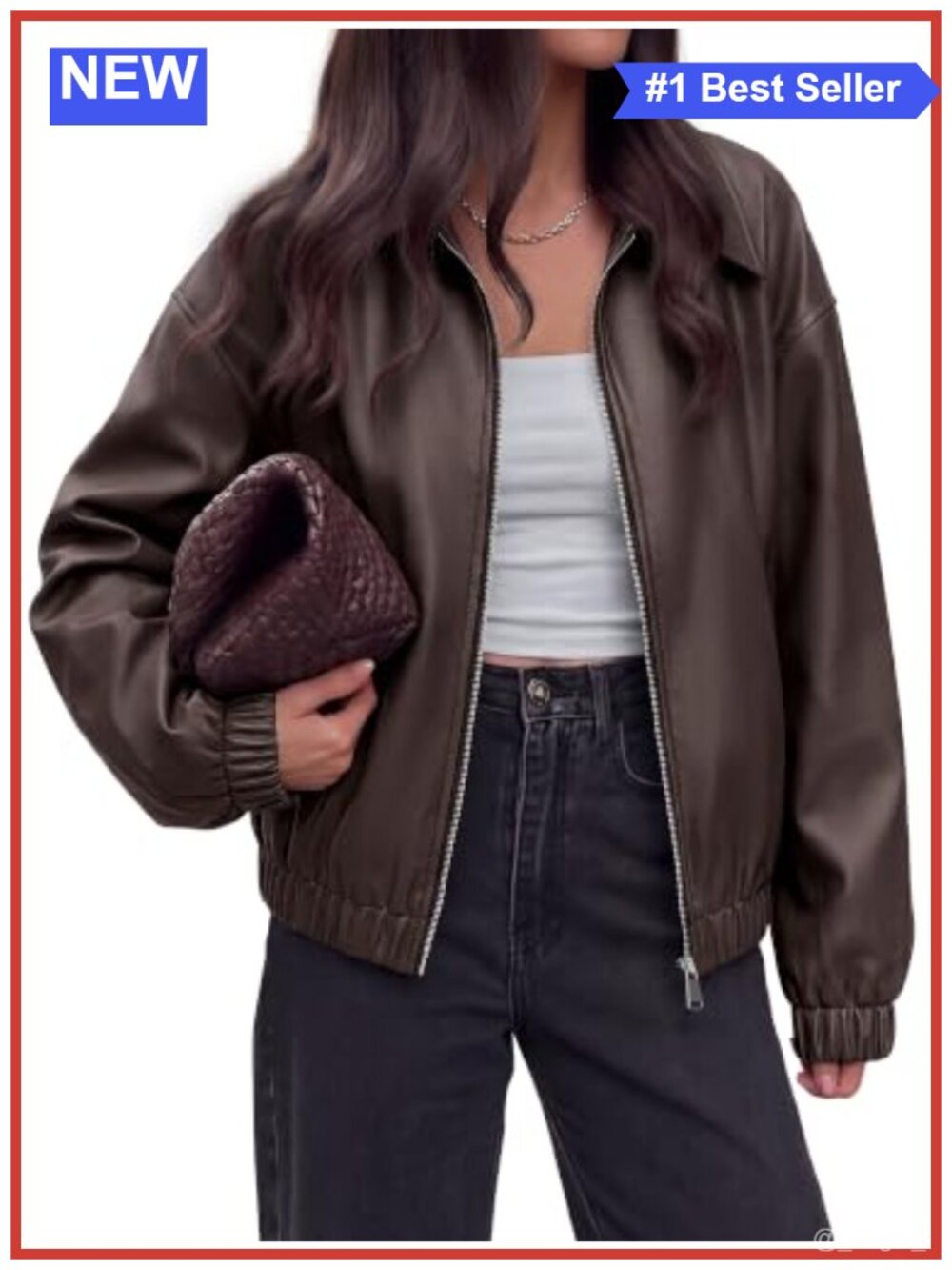 Oversized Faux Leather Zip Up Bomber Jacket Women Long Sleeve